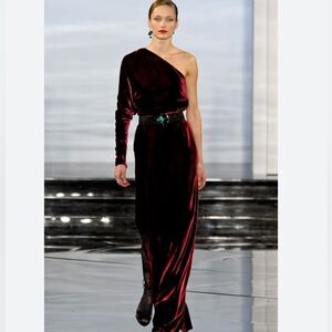 Ralph Lauren Collection Evening Gown Velvet Maxi Dress Runway 2011 One Shoulder